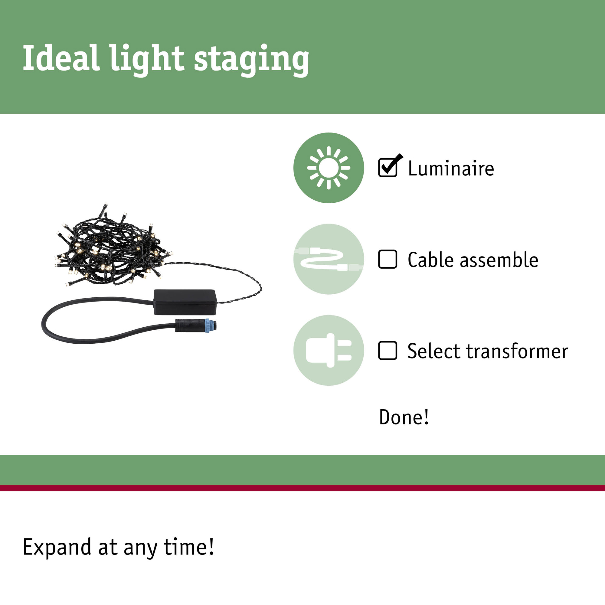 Ljusslinga LED Paulmann Yuna Fairy Lights Plug & Shine IP44 24V Ljus: Soft White, Längd: 5 m