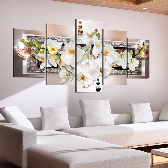 Tavla Arkiio White Abstract Orchid