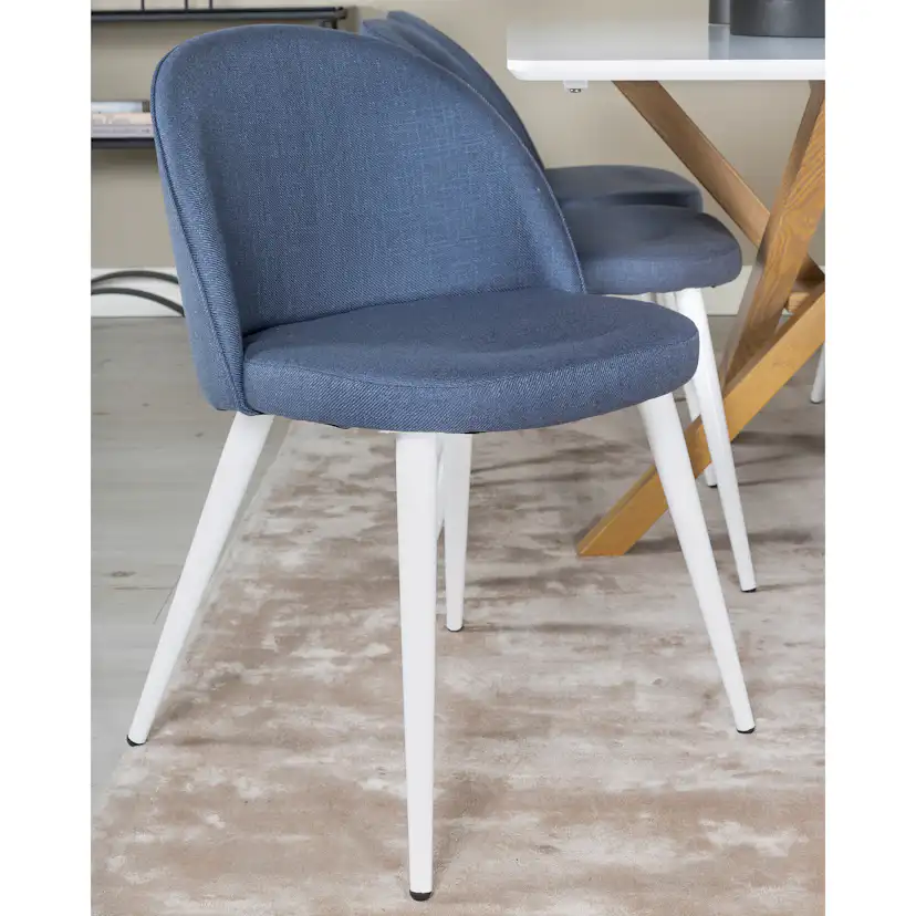 Piazza Dining Table 180x90 cm+Velvet Dining Chair Vit/Ek/Blå
