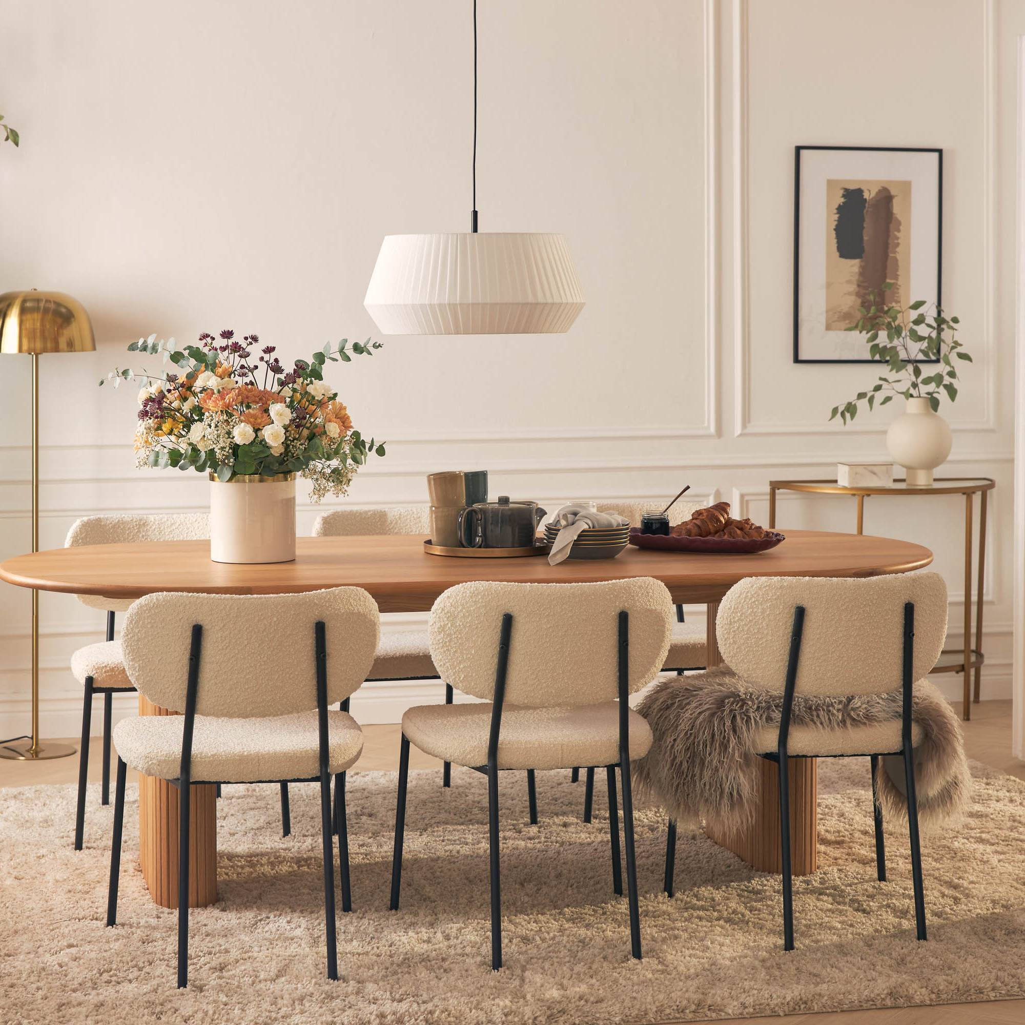 Matgrupp Basic Home Noira Ovalt Matbord 220 cm med 6 Gemmanio Matstol