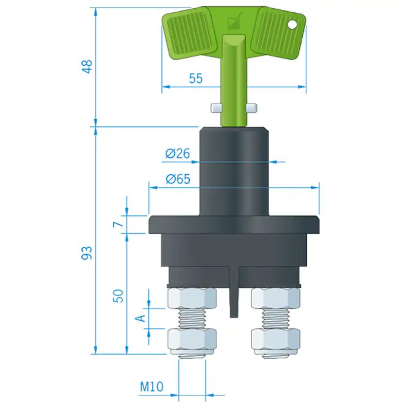 Gastät Roca Huvudströmbrytare 10 mm