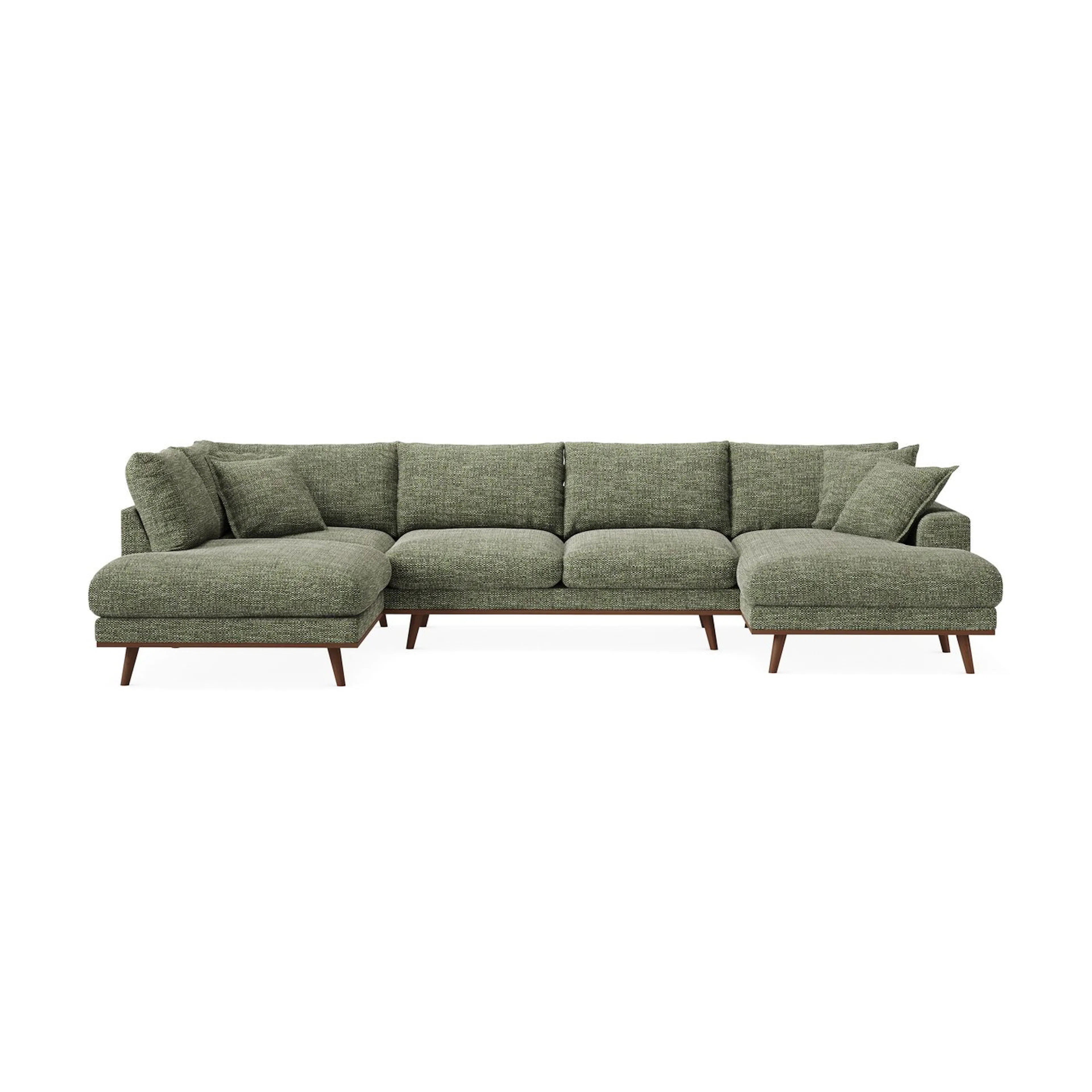U-soffa Scandinavian Choice Copenhagen Premium 5-sits Djup med Divan och Schäslong i TygxSilencio 34, Grön Chenille, Vänstervänd
