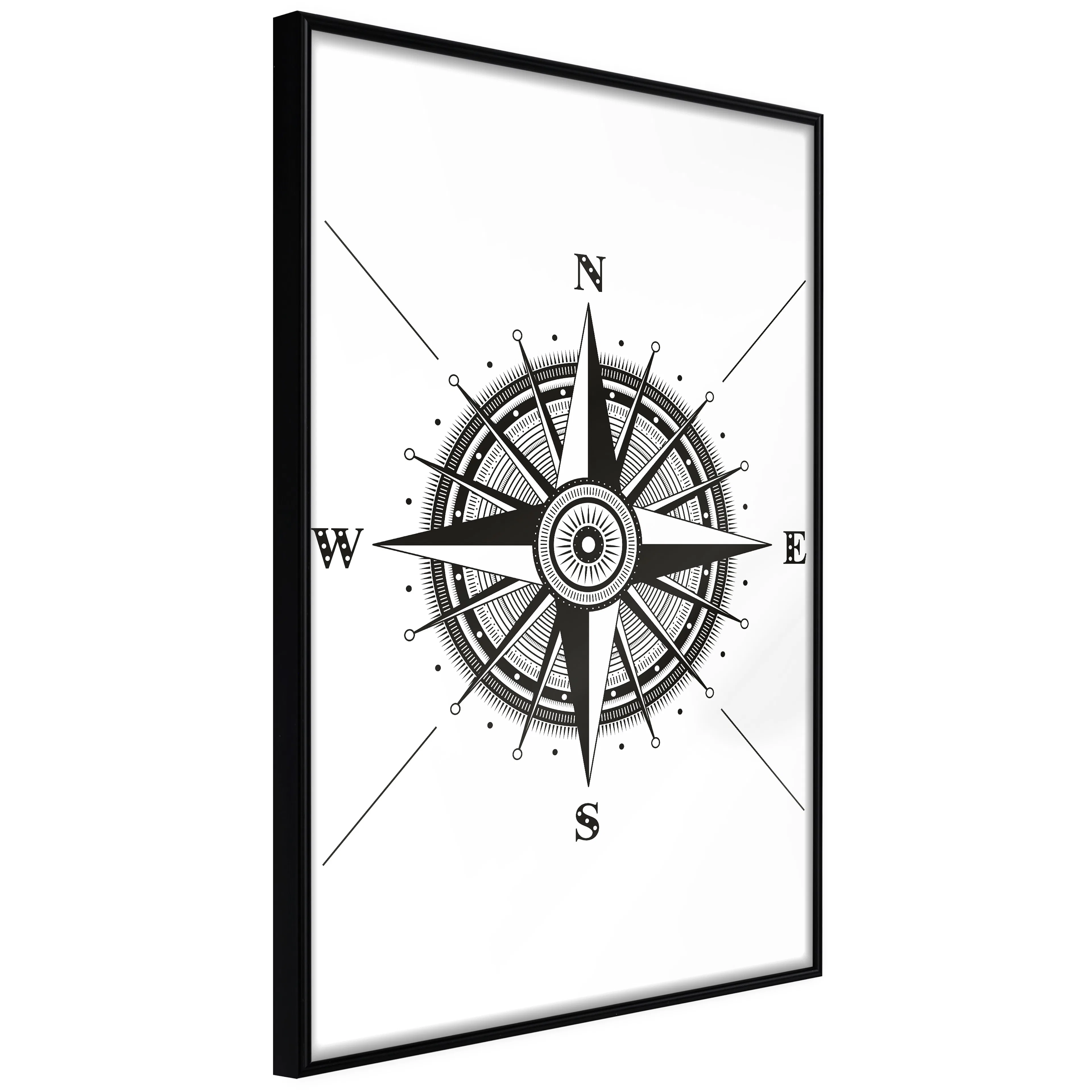 Affisch - Compass [Poster] 20x30 Svart ram, 20x30 cm