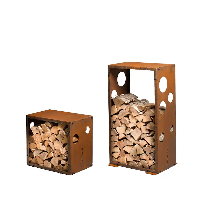 Vedförvaring GrillSymbol Cortenstål Woodstock 2-pack
