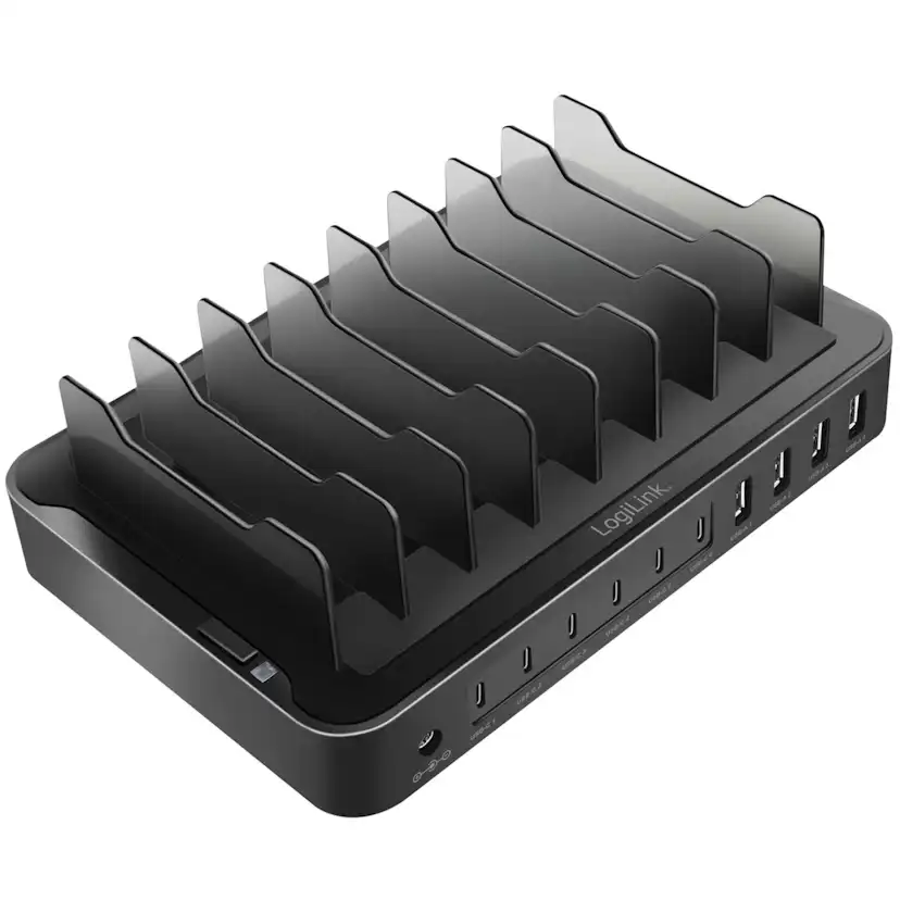 Laddstation LogiLink 10 Portar 6 st USB-C + 4st USB-A PD/QC3.0 120W