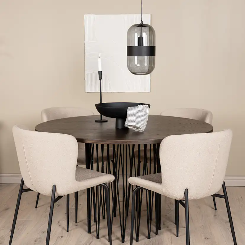 Matgrupp Venture Home Stone Rund med 4 Modesto Stolar
