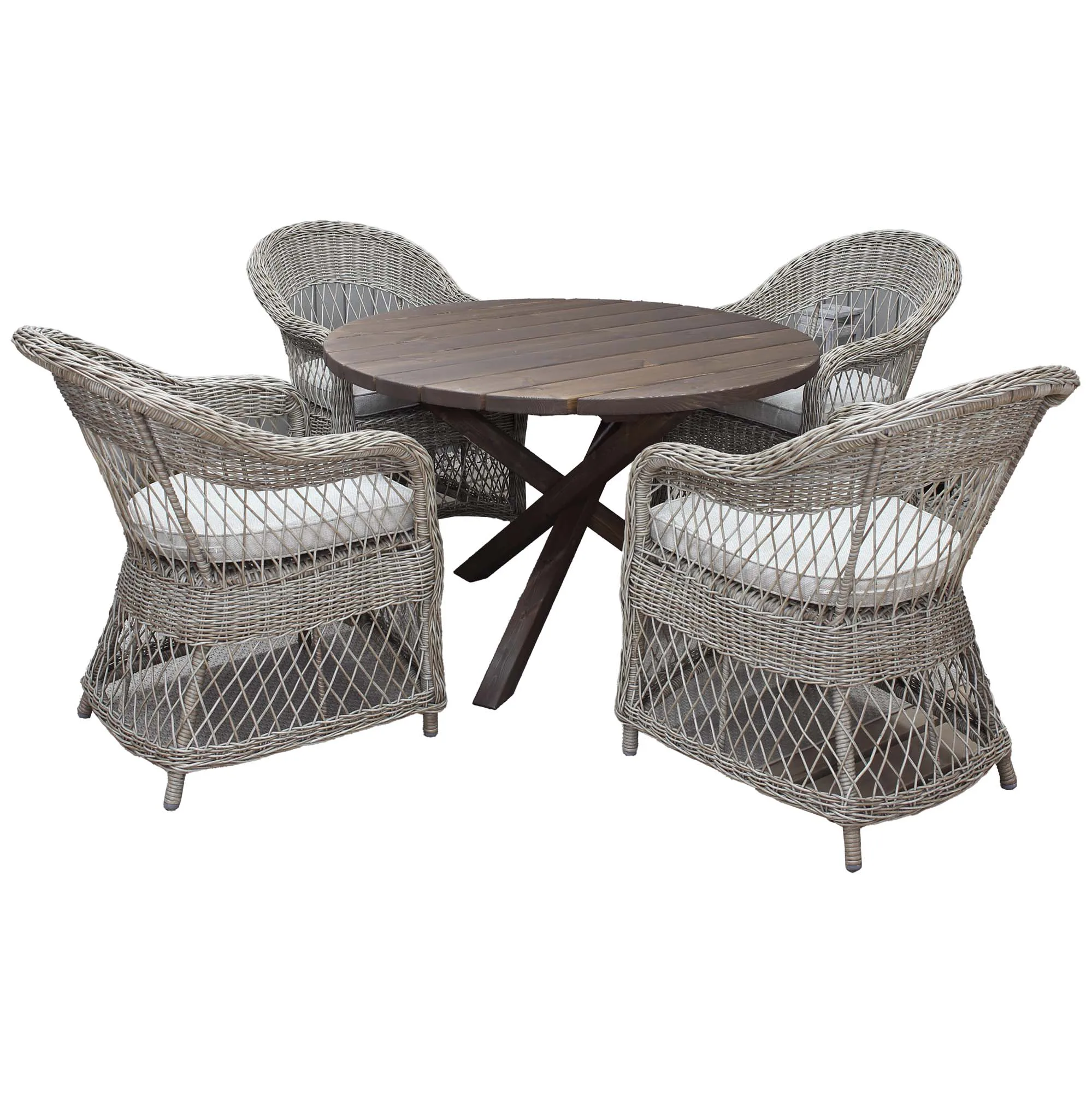 Ø 112 cm bord & 4 Rosie naturell stolar Brun