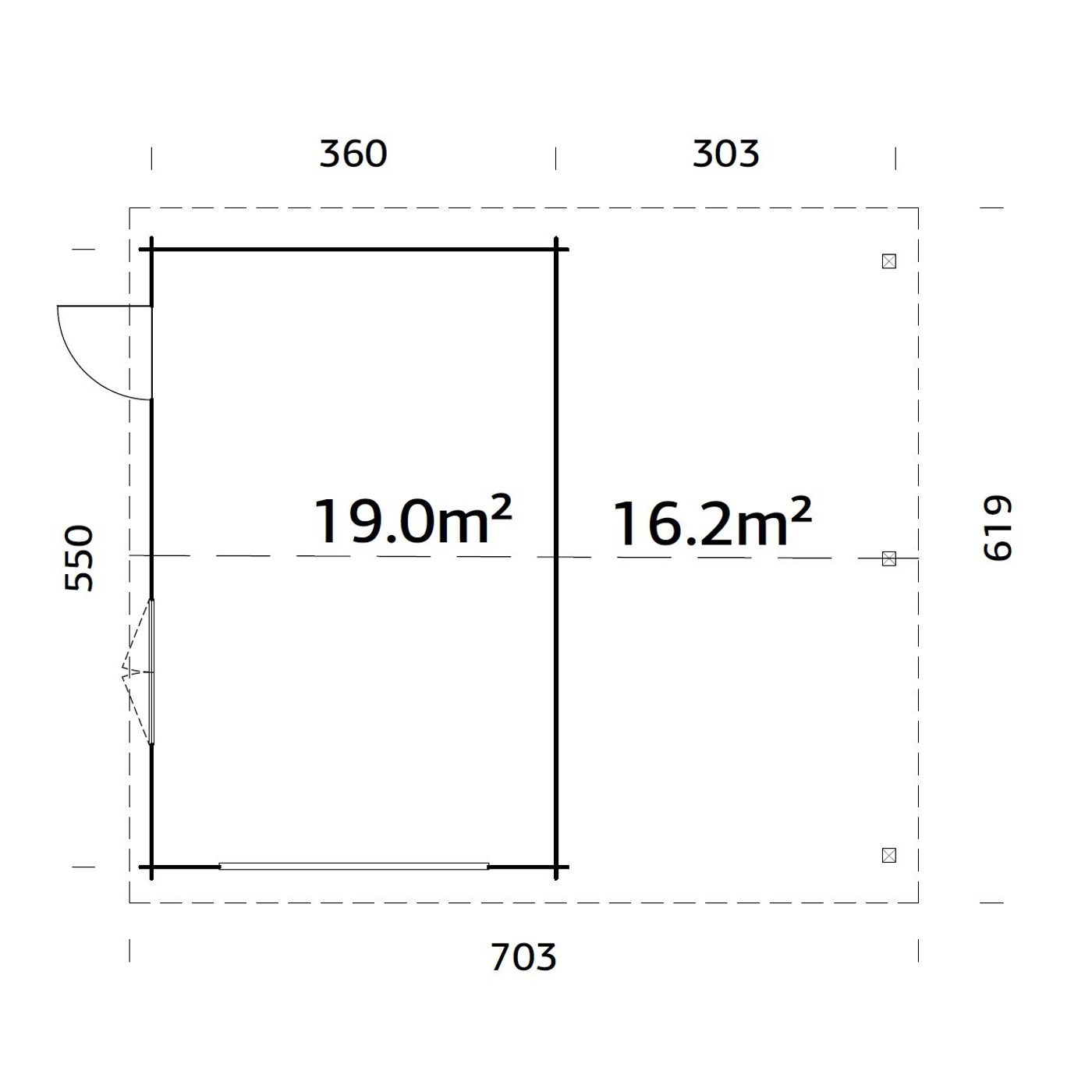 Roger 19,0+16,2 m2 kit BNDIP Impregnerad brun