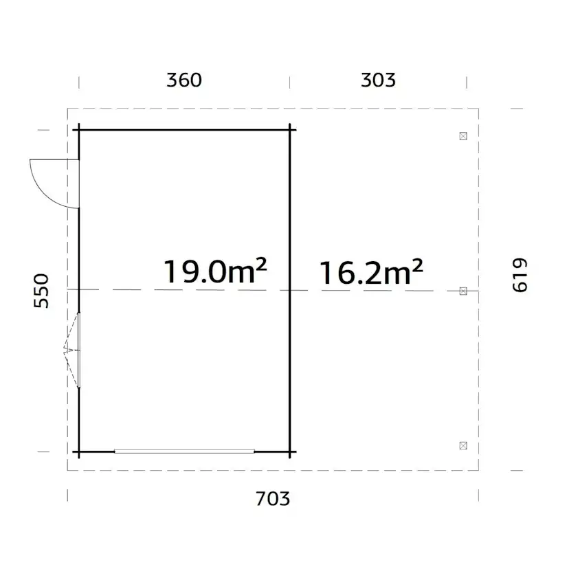 Roger 19,0+16,2 m2 kit BNDIP Impregnerad brun