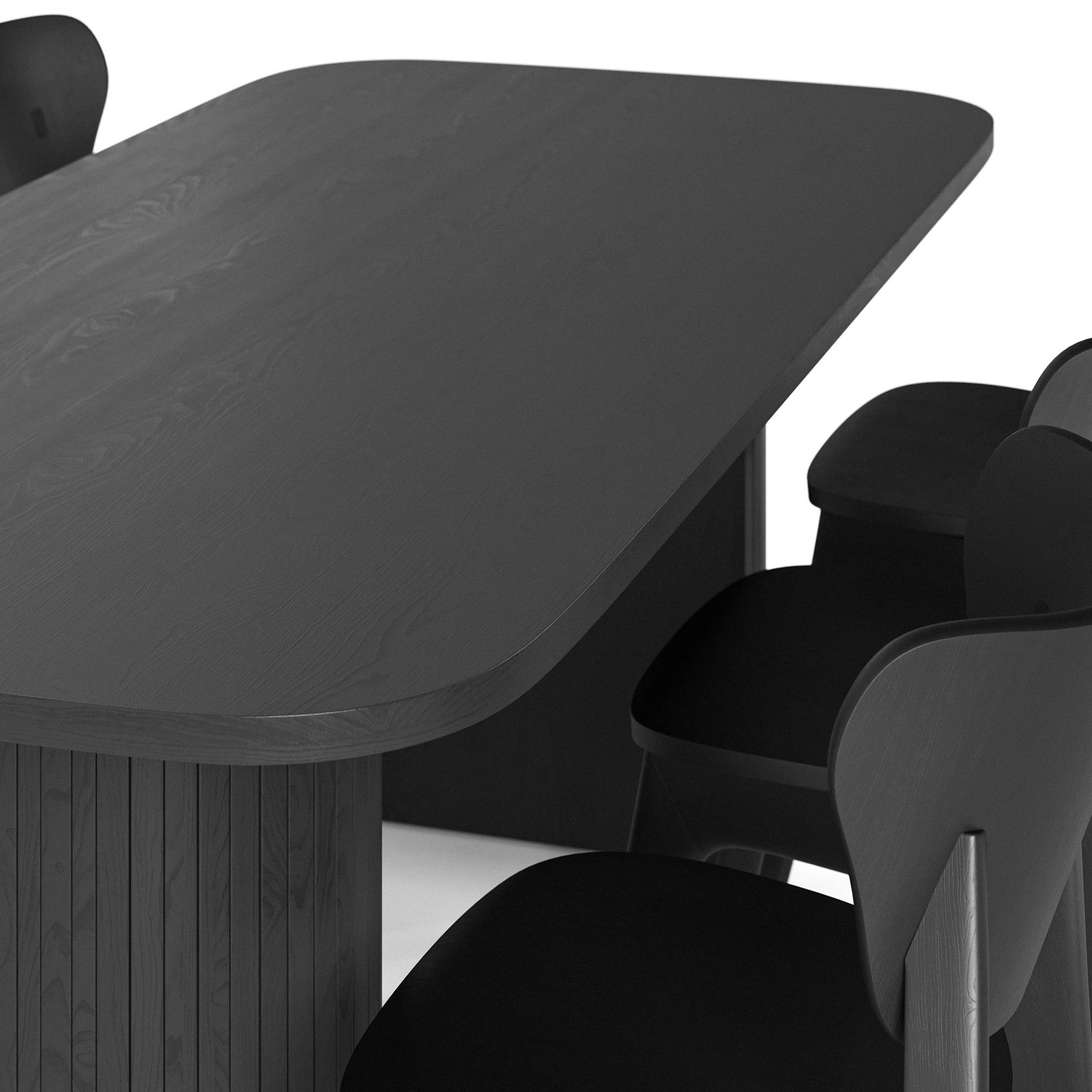 Matgrupp Bark Kopparbo Rektangulärt Matbord 200 cm med 6Jerup Matstol Bark Svart