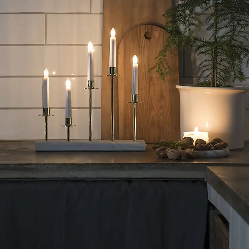 Adventsljusstake Gnosjö Konstsmide 5L Metall med Marmorfot