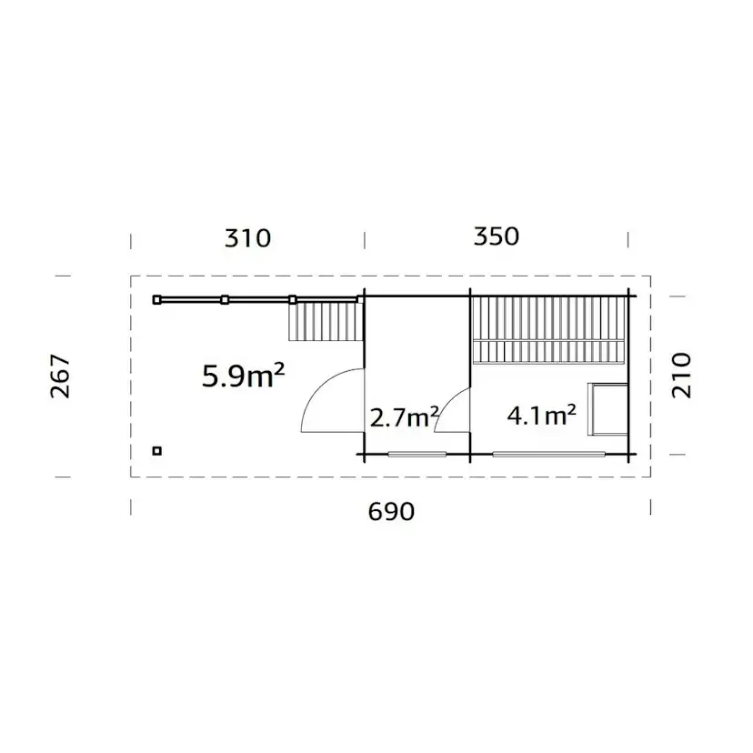 Bastu Palmako Sanna 13,5 m² Fristående Byggsats med Pulpettak