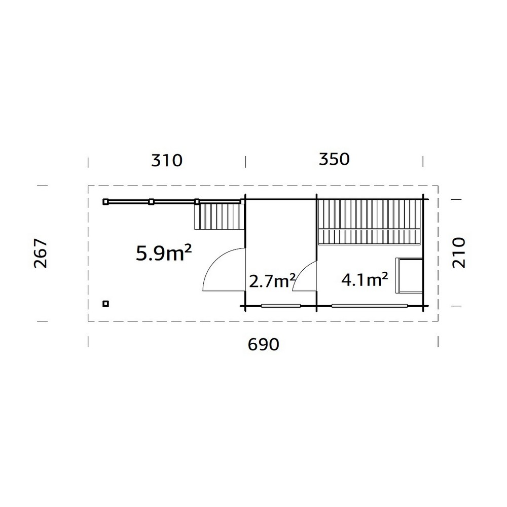 Bastu Palmako Sanna 13,5 m² Fristående Byggsats med Pulpettak