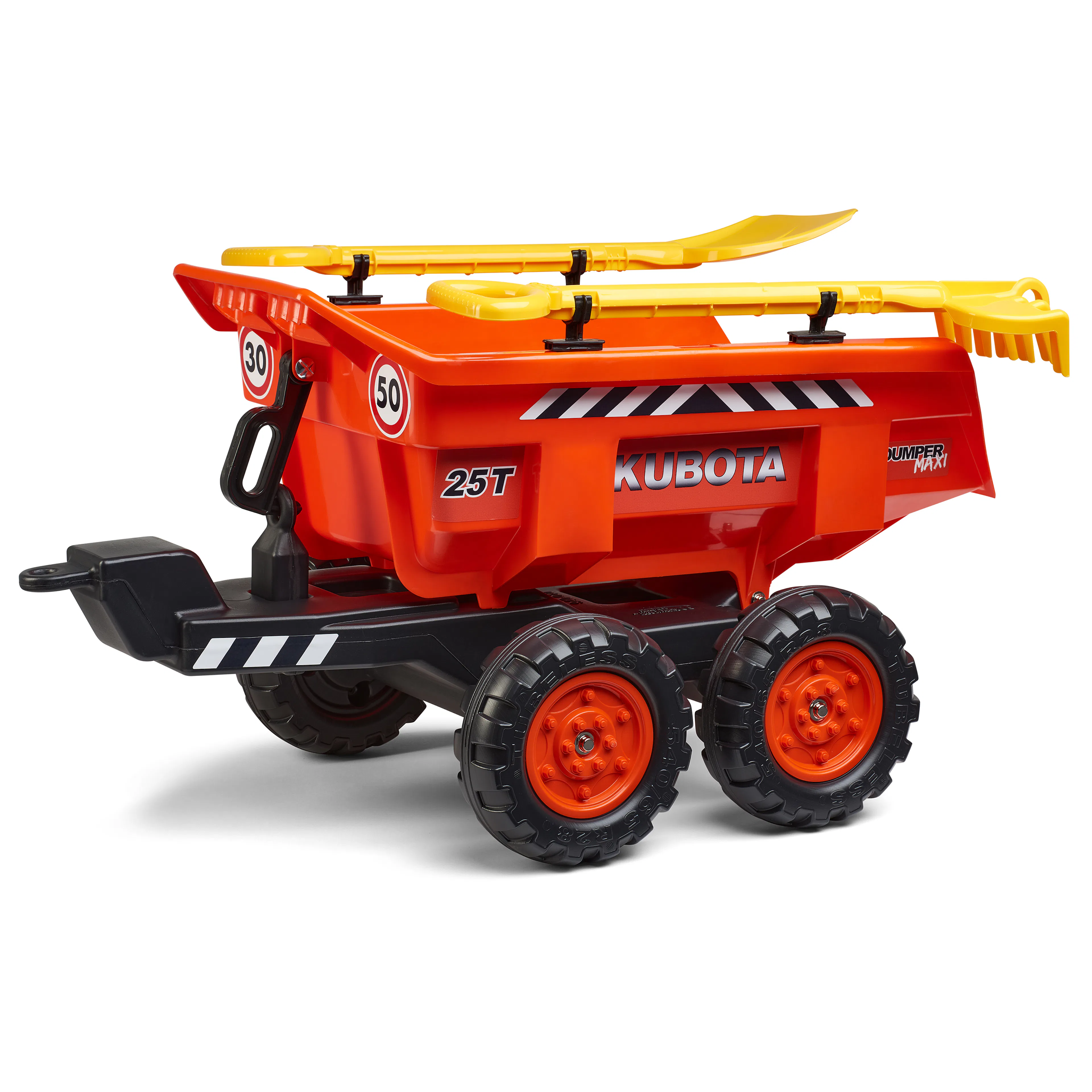 Sparkbil FALK Vagn med tipp, kratta och skyffel Kubota