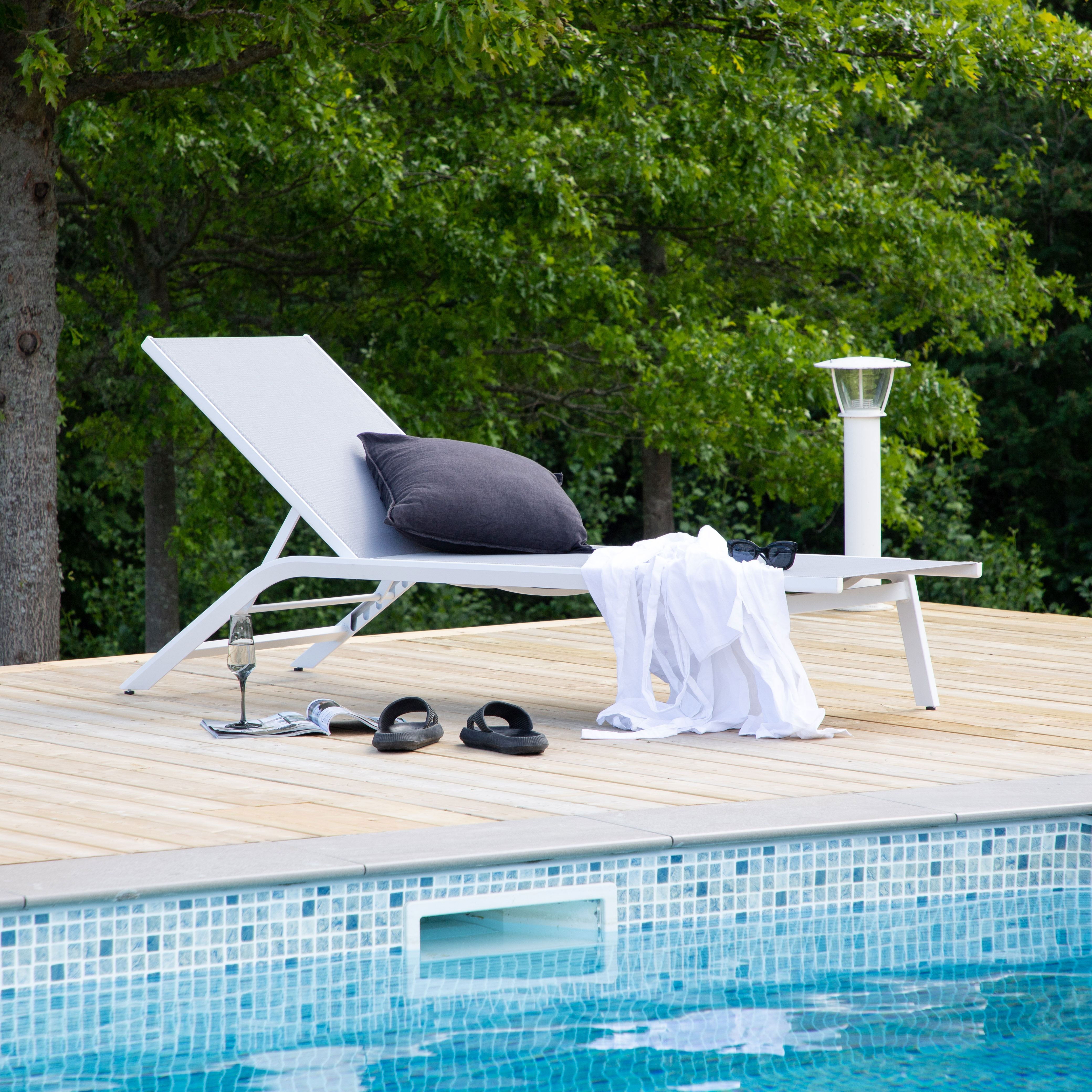 Ramos Sun Lounge,  White, Grey, Aluminium, Textilene Vit