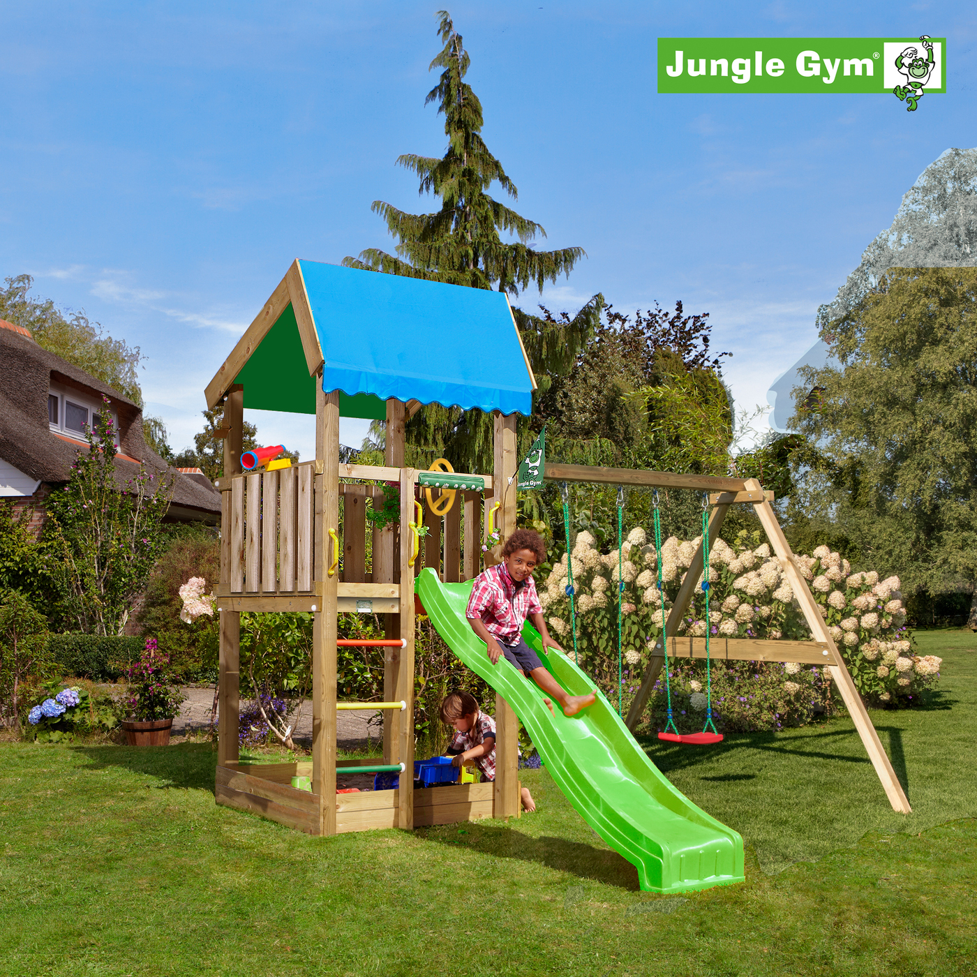 Lektorn Jungle Gym Home inkl. Swing Modul X'tra och rutschkana