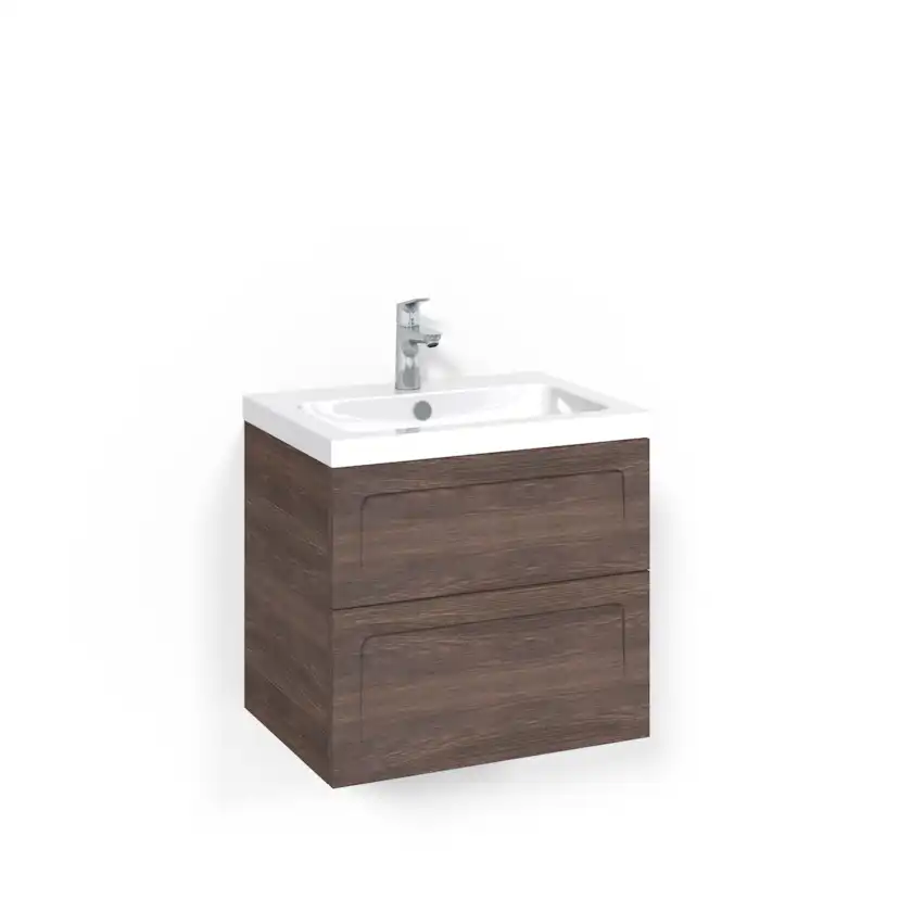 Crown Kommod 60x45 Brun Ask Shape Light 45 Bredd: 600 mm, Brun Ask, Rundad kant, Enkelt tvättställ