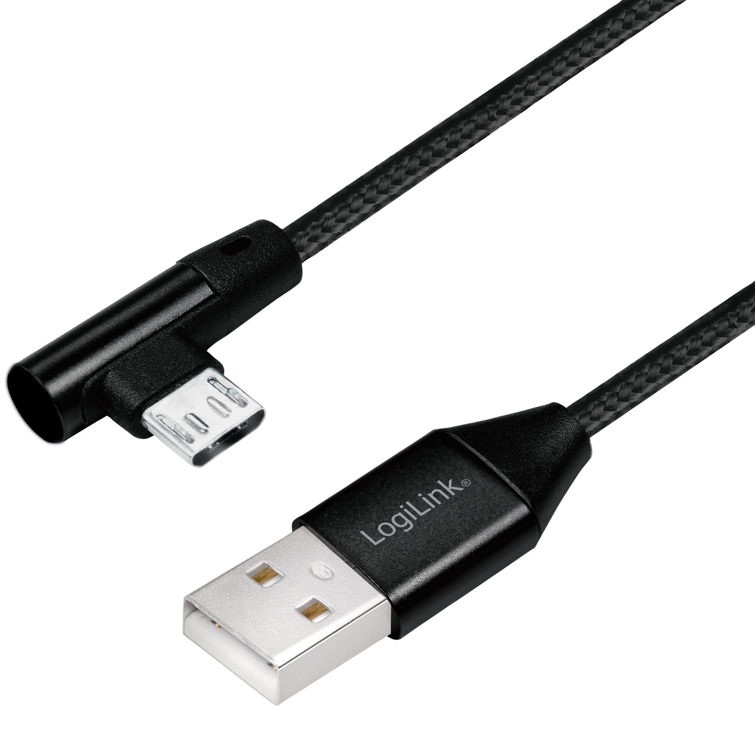 Vinklad MicroUSB-kabel LogiLink USB 2.0 15W 1 m