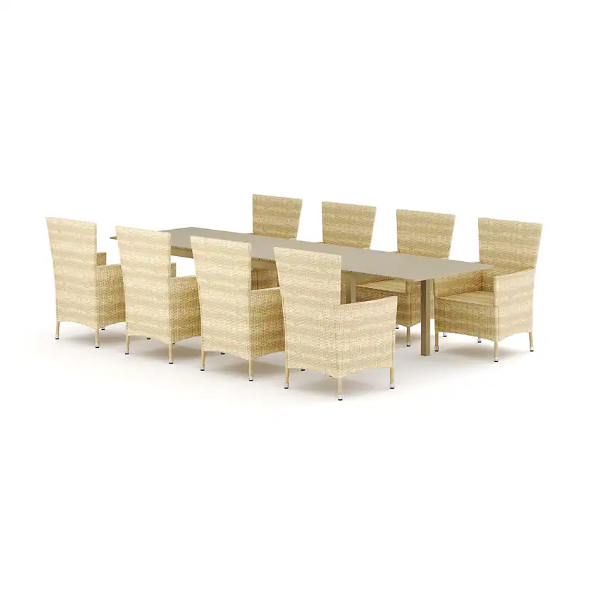 Trädgårdsgrupp Comfort Garden Tunis utomhus matgrupp förlängningsbart 205/305x90 cm med 8 Thor Trädgårdsfåtölj