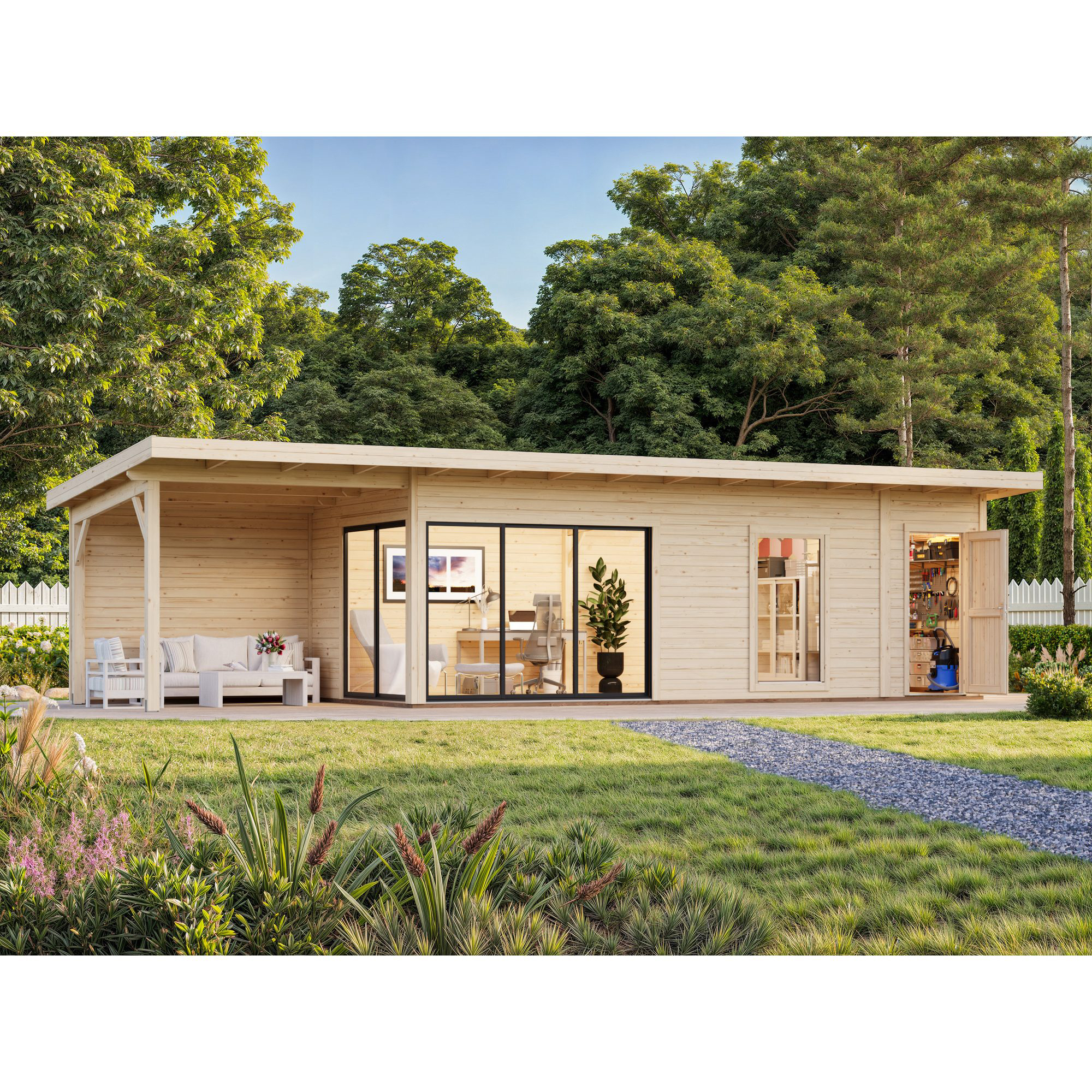 Stuga Palmako Andrea 30,4 m² Slide Plus (inv. 21,1+7,9 m²)