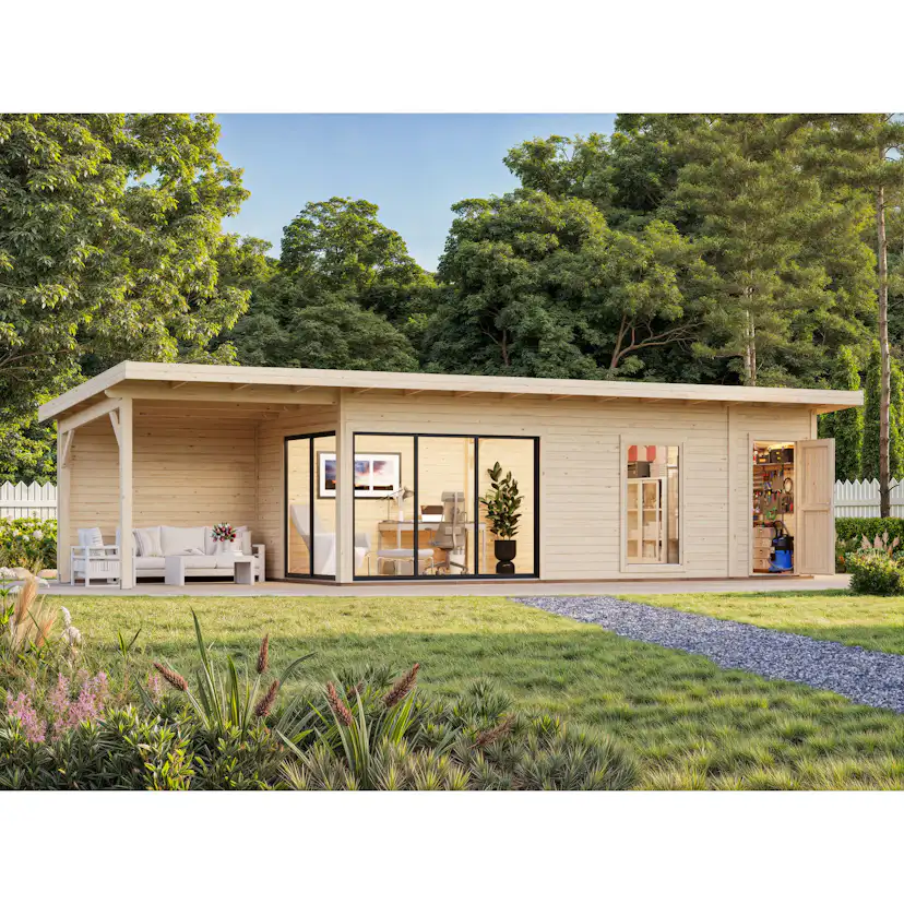 Stuga Palmako Andrea 30,4 m² Slide Plus (inv. 21,1+7,9 m²)