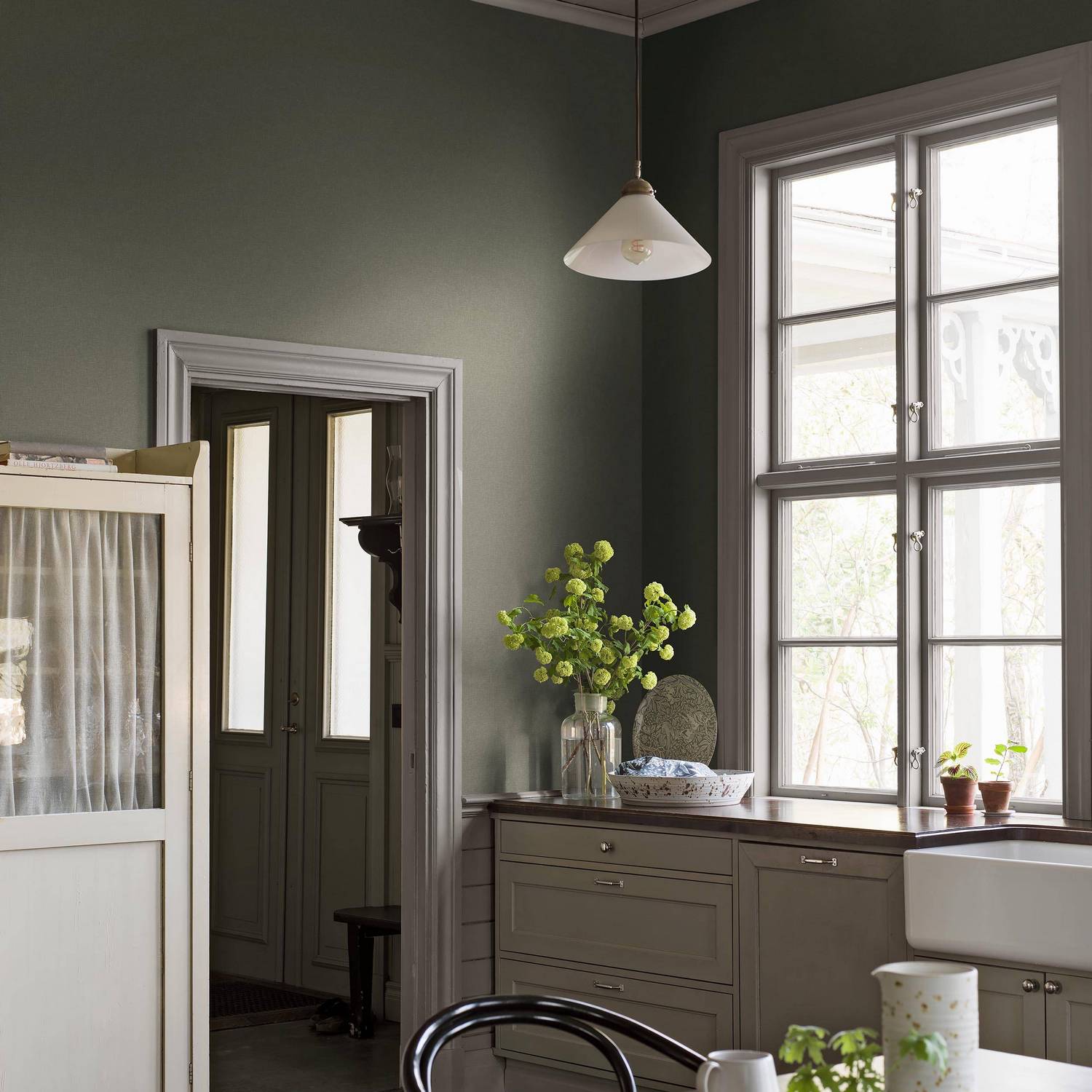 Tapet Boråstapeter Canvas Olive 6130