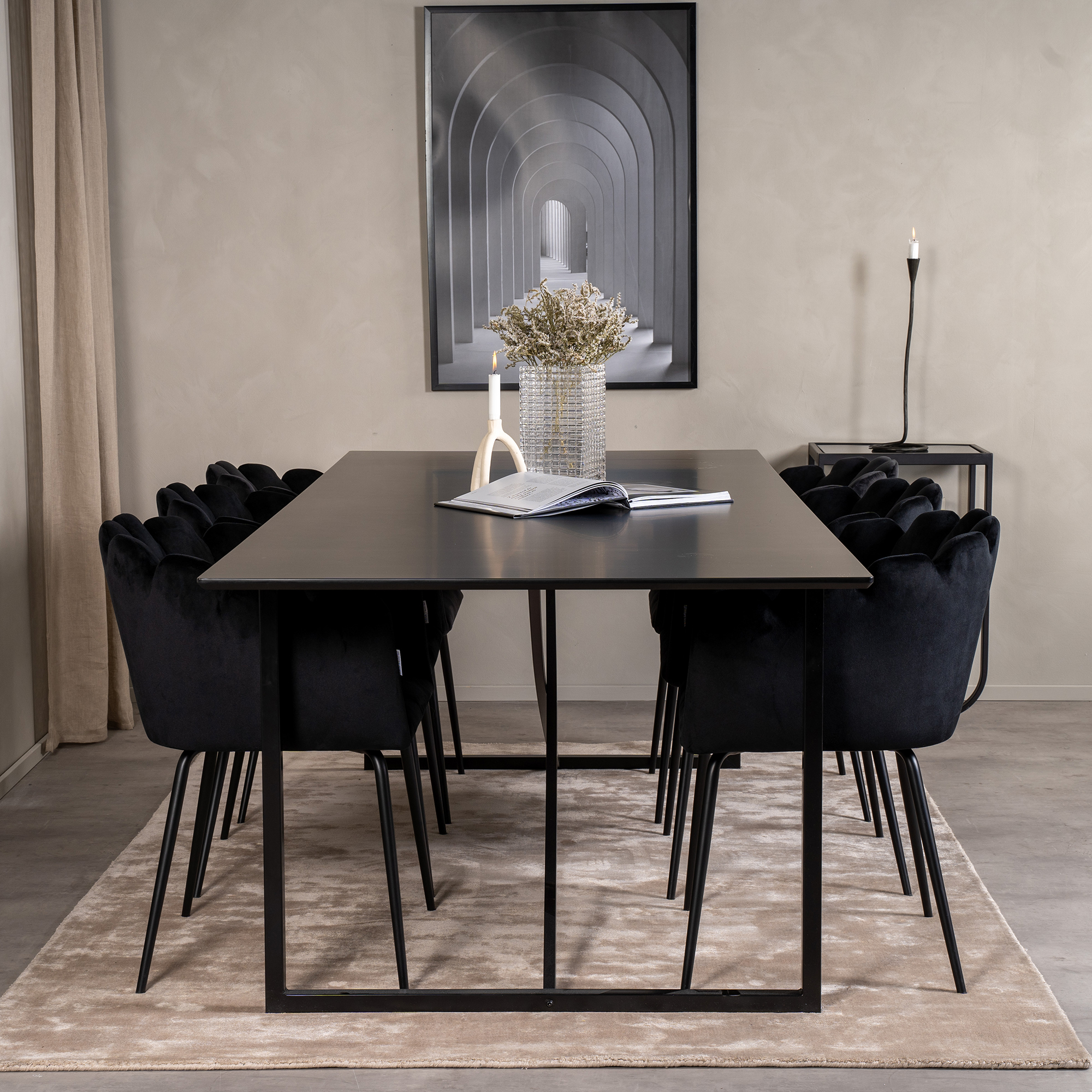 Palace Matbord - Svart / Svart - 240*100*H75+Limhamn - Chair Svart
