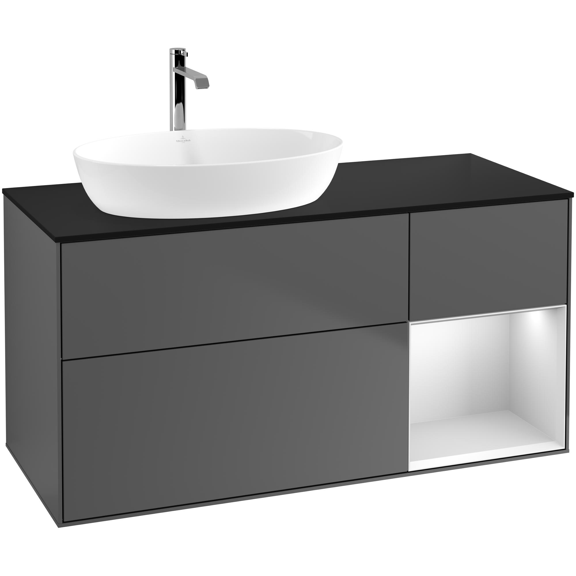 Tvättställsskåp Villeroy & Boch Finion med 3 Lådor Hylla och Bänkskiva för Ocentrerat Tvättställ från Artis & Collaro