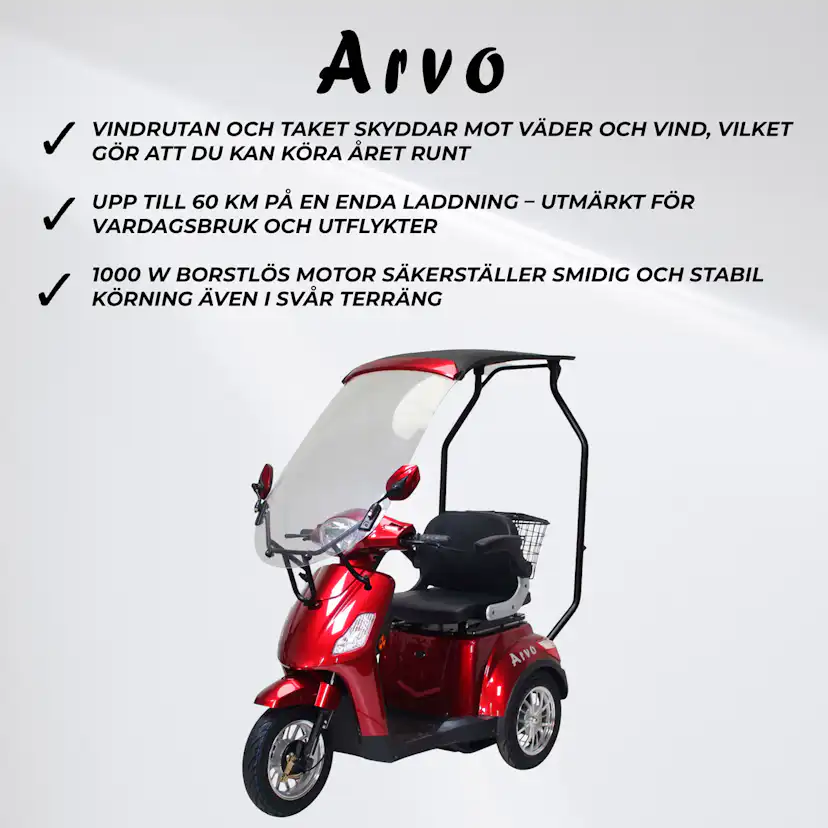 Promenadscooter Arvo P500 med Tak