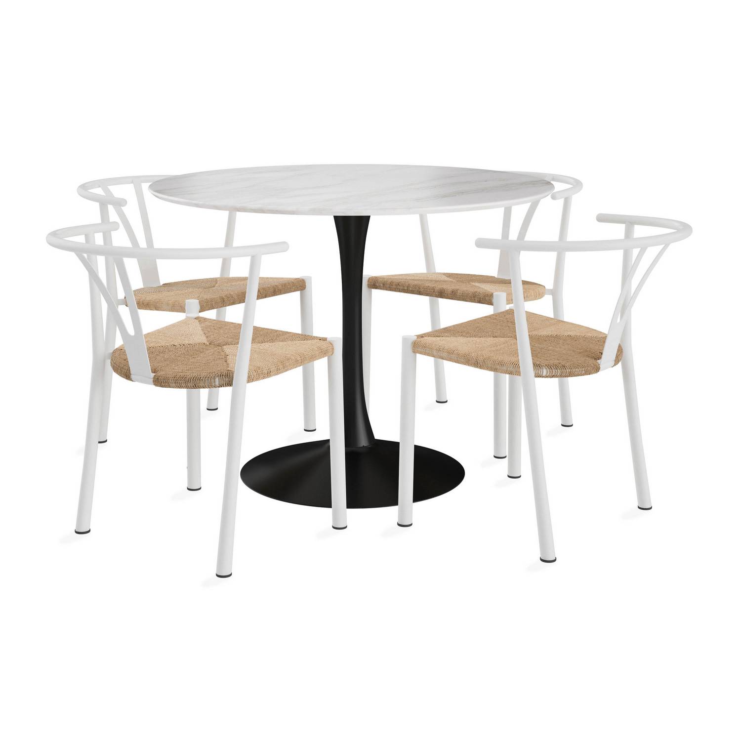 Matgrupp Basic Home Caitly Runt Matbord 100 cm med 4 Elysia Matstol