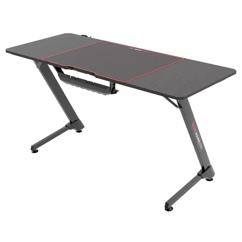 Gamingbord Kuura Pro 140x60 cm Svart med Integrerad Musmatta