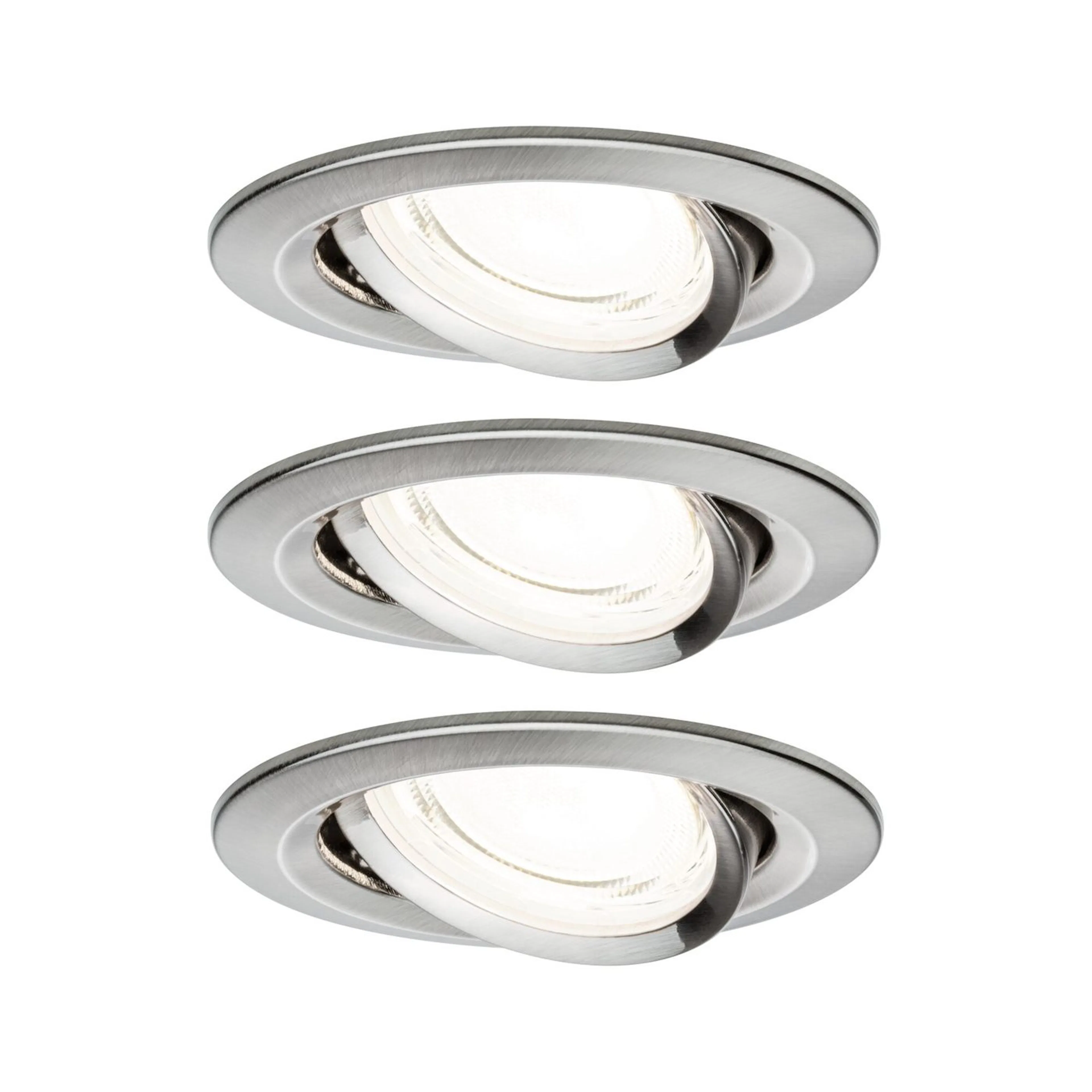 Downlight Paulmann Nova Coin 3-pack Borstat järn, 84 mm, Vridbar, Nej, 3x2,8 W