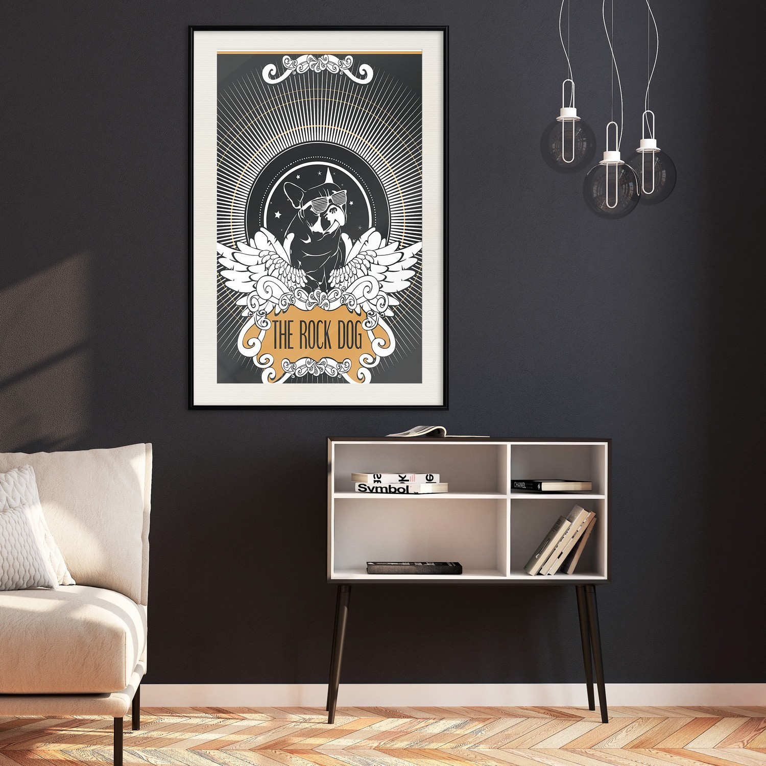 Affisch - The Rock Dog [Poster] 20x30 Svart ram med passepartout, 20x30 cm