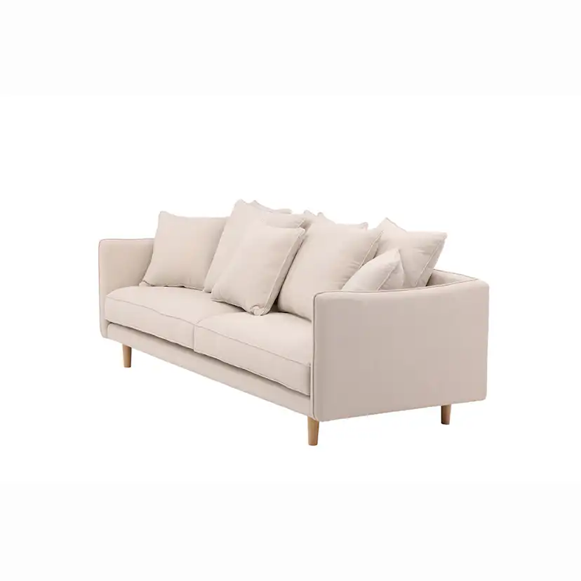 Soffa Vind Segelskären Beige 3-Sits med Tallben & Linnekuddar