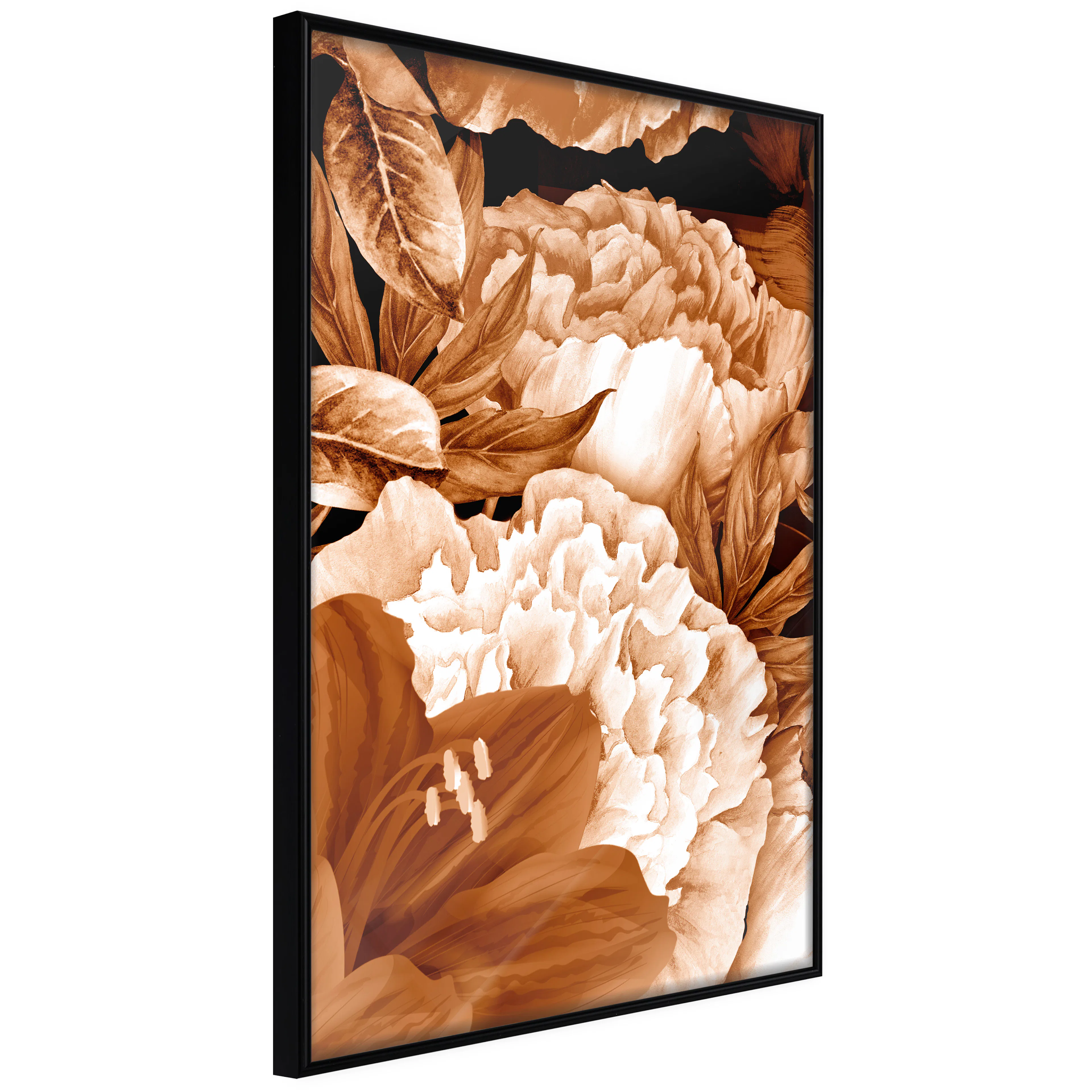 Affisch - Lilies and Peonies [Poster] 30x45 Svart ram, 30x45 cm