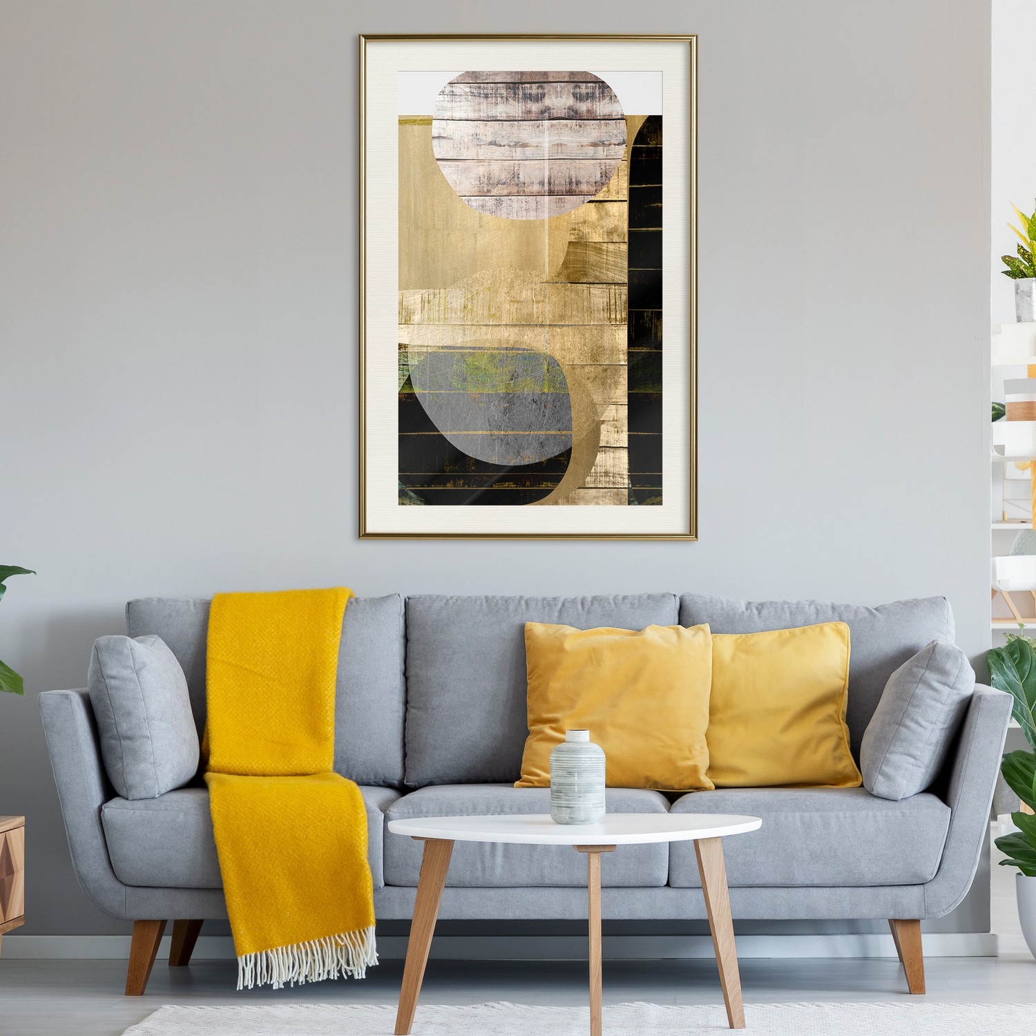 Affisch - Abstract Construction [Poster] 40x60 Guld ram med passepartout, 40x60 cm