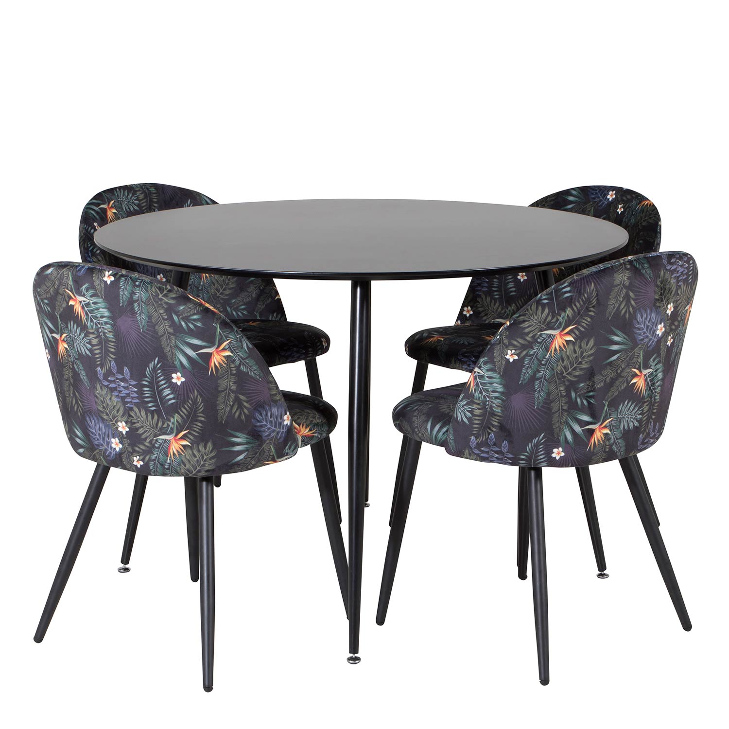 Matgrupp Venture Home Silvia med 4 Valentina Stolar Polyestertyg Runt