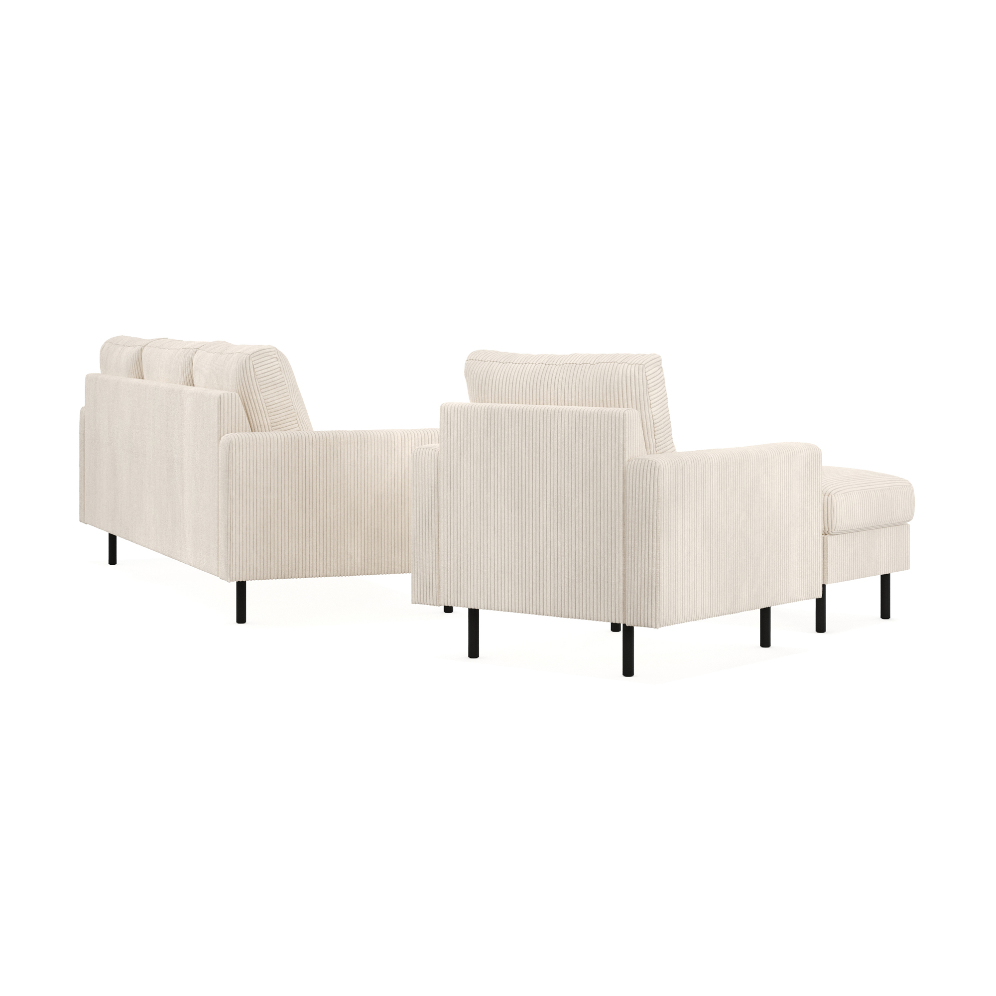 Soffgrupp Scandinavian Choice Peppe 3-sits Vändbar Divan med Fåtölj och Fotpall