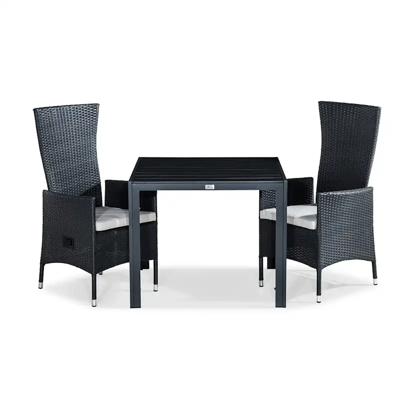 Trädgårdsgrupp Comfort Garden Tunis Matgrupp Utomhus 90x90 + 2 Jenny Fåtölj Ställbar m Dyna