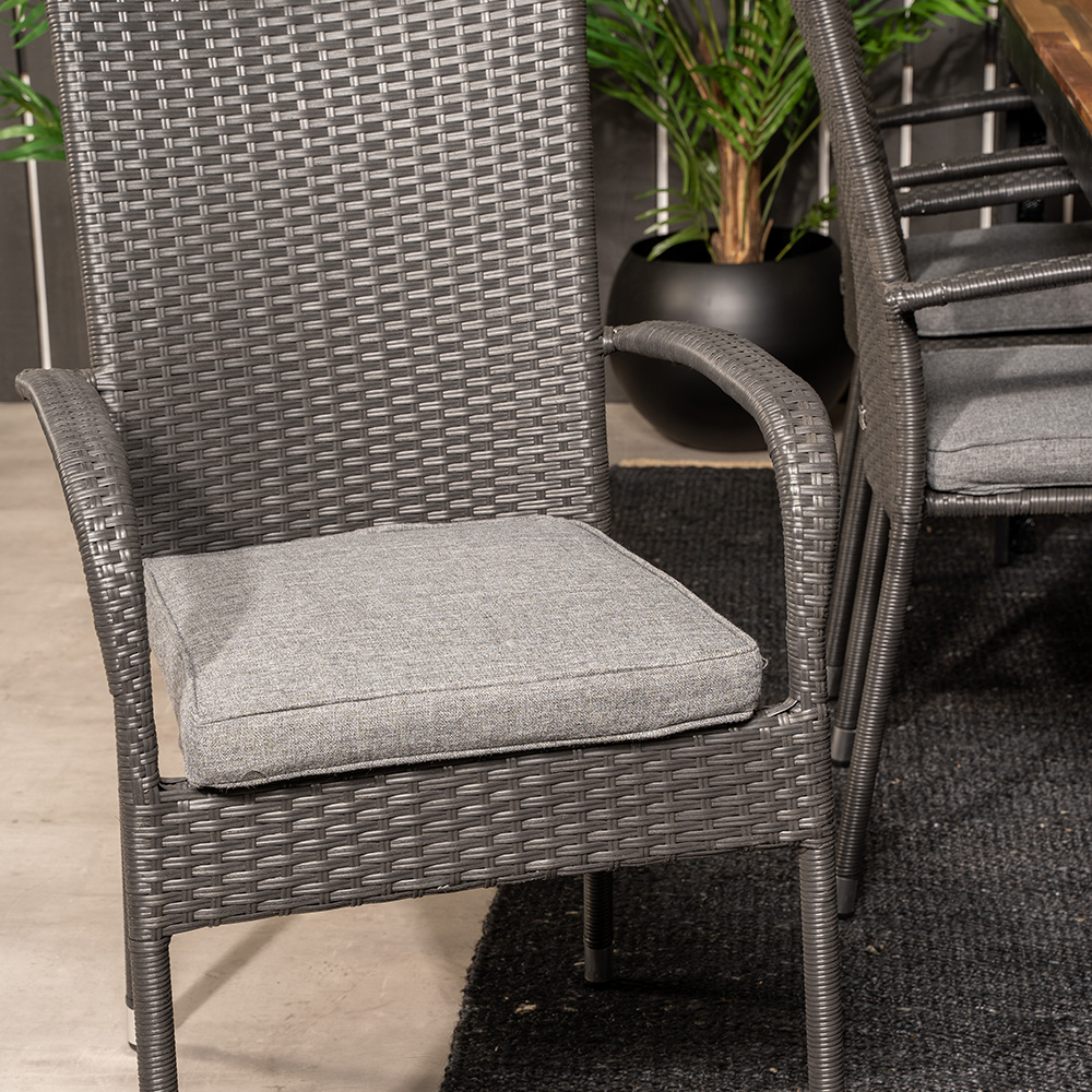 Bois bord 200*100cmSvart Legs/Acacia +Anna stol-Svart6 Akacia/Svart
