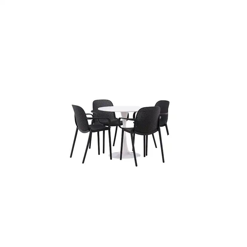 Matgrupp Venture Home Hamden Ø80 cm med 4 Baltimore stolar