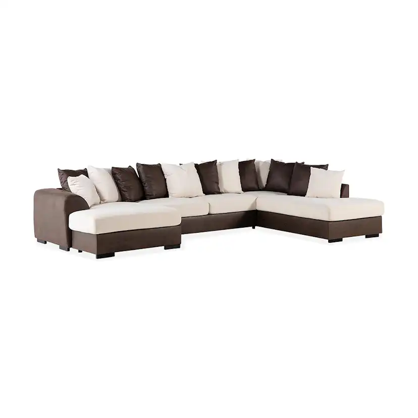 Cuba U-Soffa Divan Vänster inkl Kuvertkuddar Beige/Brun, Väntser