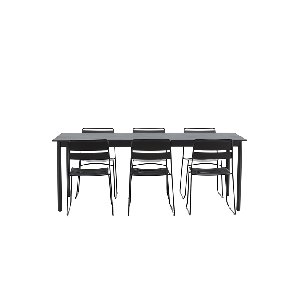 Modena - Dining Table- Black - Aluminium - 200*100cm _1+ Lin Svart