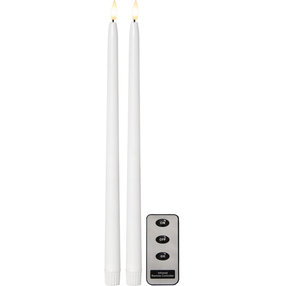 Antikljus Star Trading 2p Flamme Slim38  cm Vit