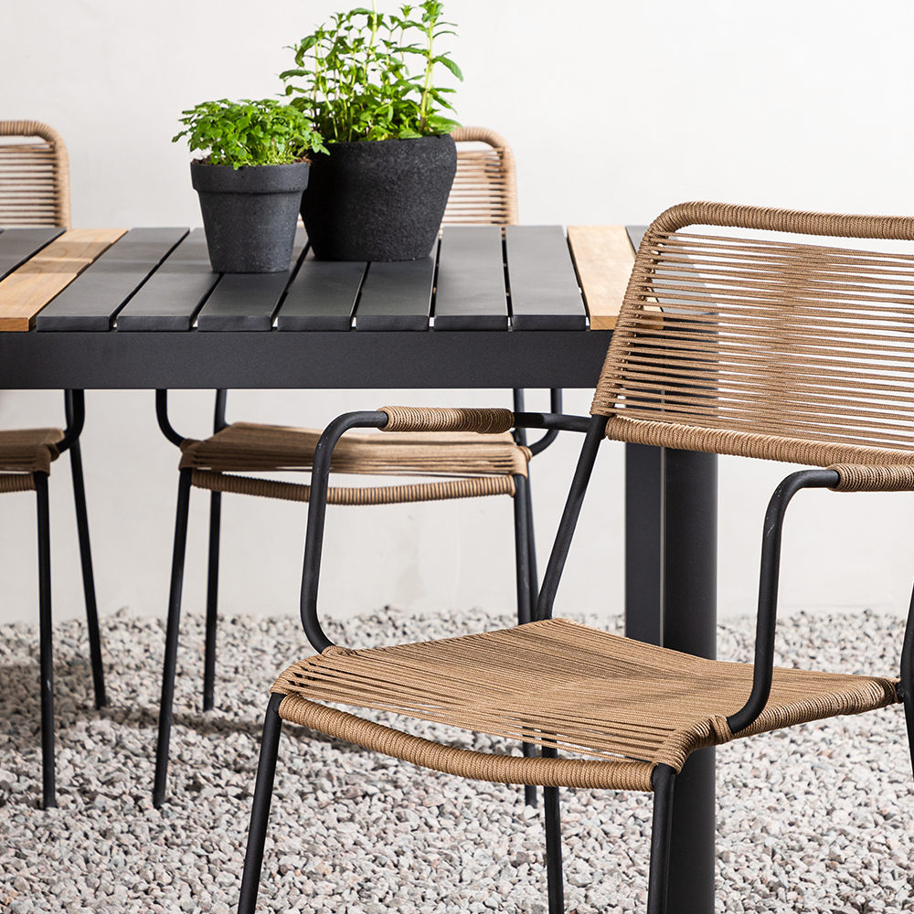 Matgrupp Utomhus Venture Home Togo 150x100 cm med 4 Lindos Trädgårdsstolar med Armstöd