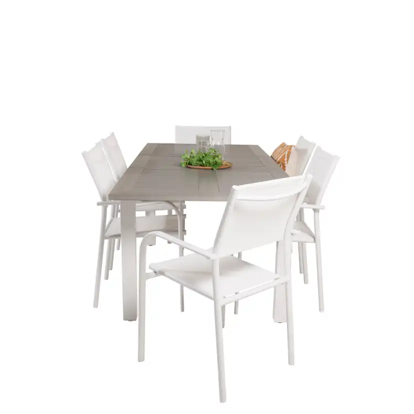 Albany Dining Table 152/210*90 - White Alu / Grey Aintwood+S Vit/Grå