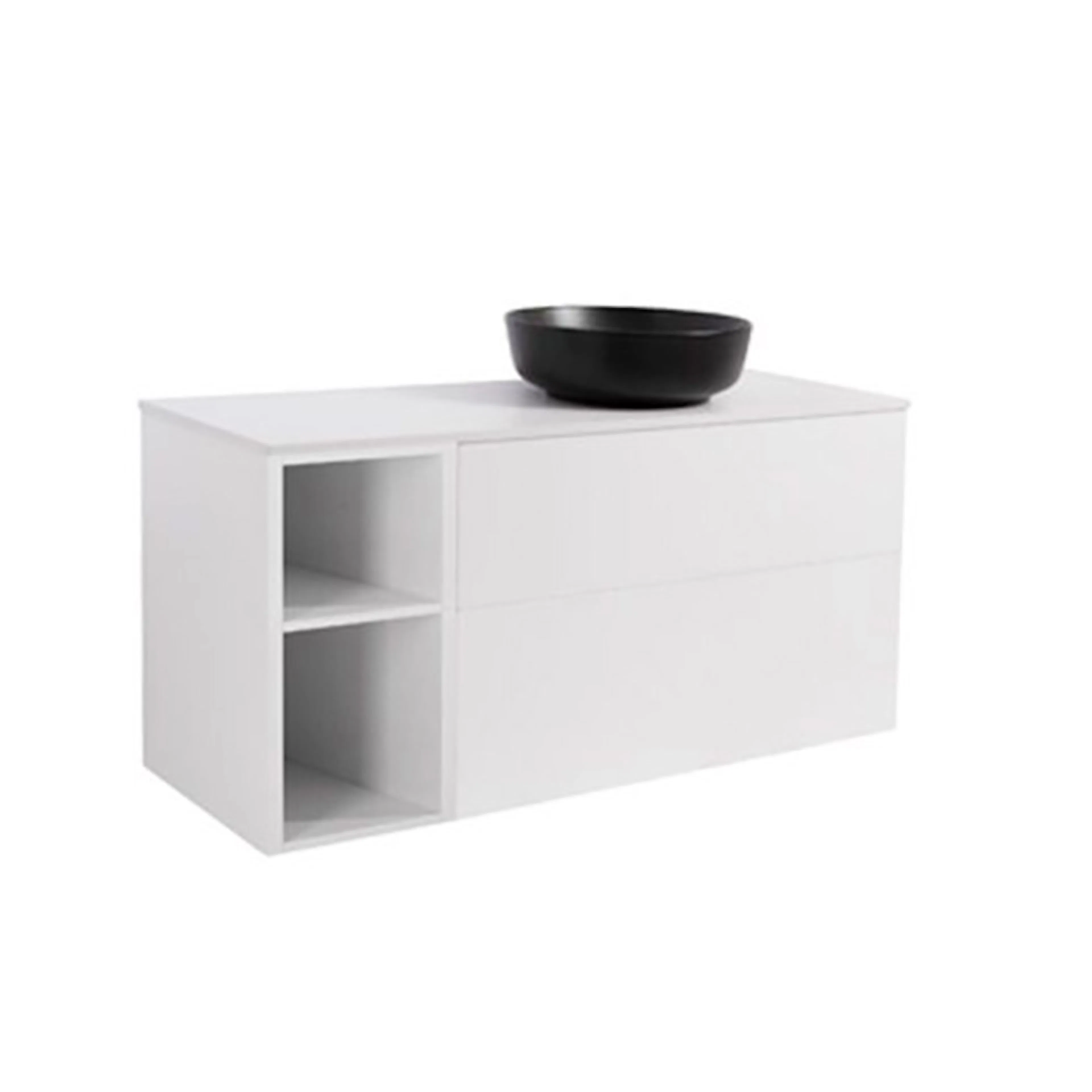 A IS90+30Ö VIT BS VIT+TS RUSV Färg: Vit, Färg Tvättställ: Svart, Färg Bänkskiva: Vit, Rund Form, Storlek: 740x1210 mm