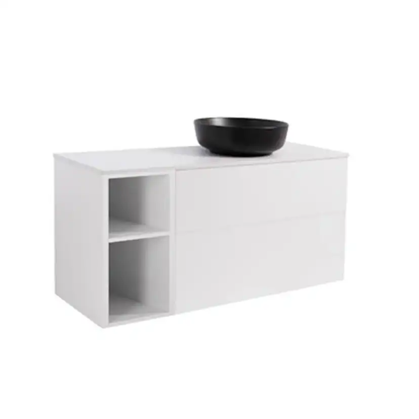 A IS90+30Ö VIT BS VIT+TS RUSV Färg: Vit, Färg Tvättställ: Svart, Färg Bänkskiva: Vit, Rund Form, Storlek: 740x1210 mm