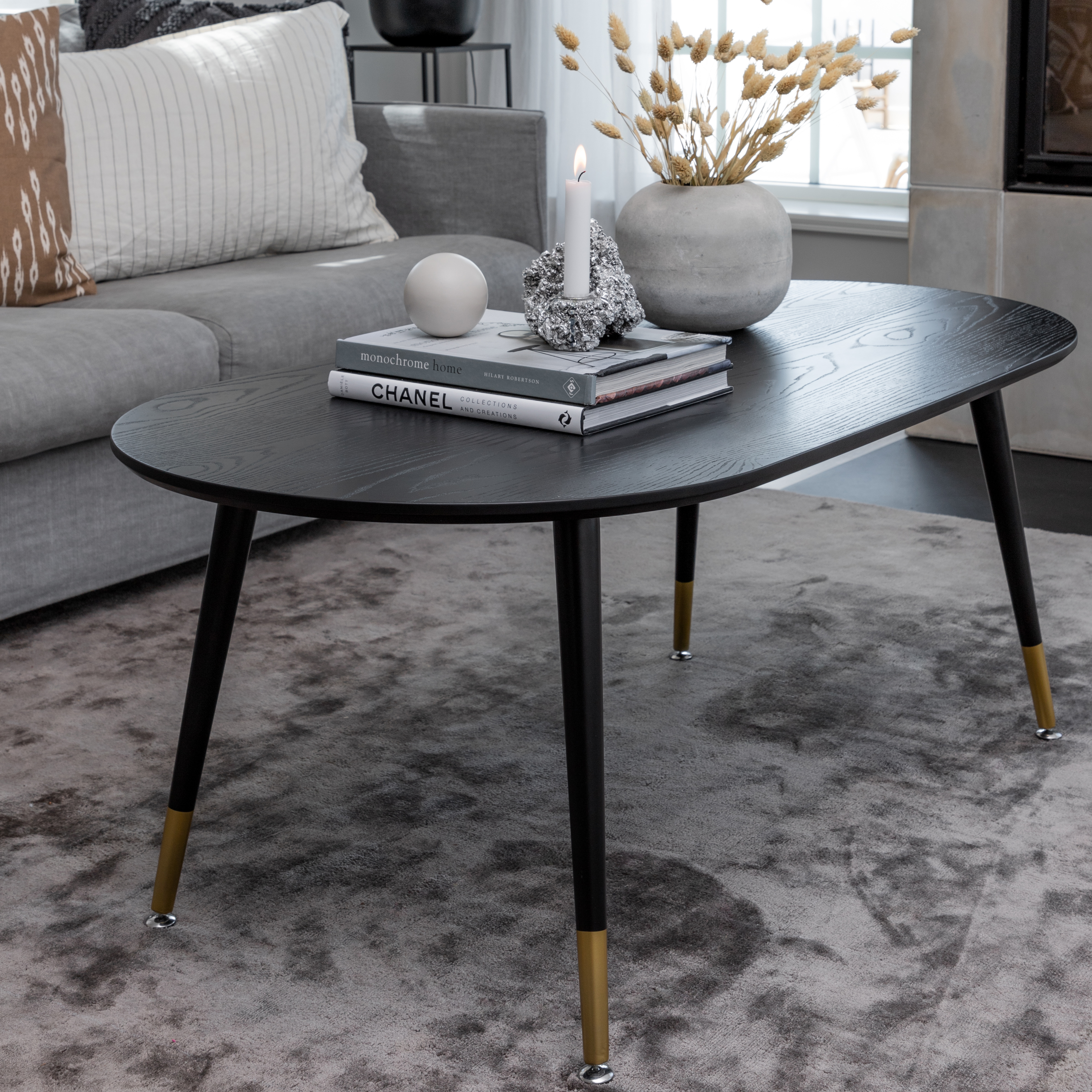 Soffbord Venture Home Dipp Svart/Mässing Ovalt Vardagsrumsbord