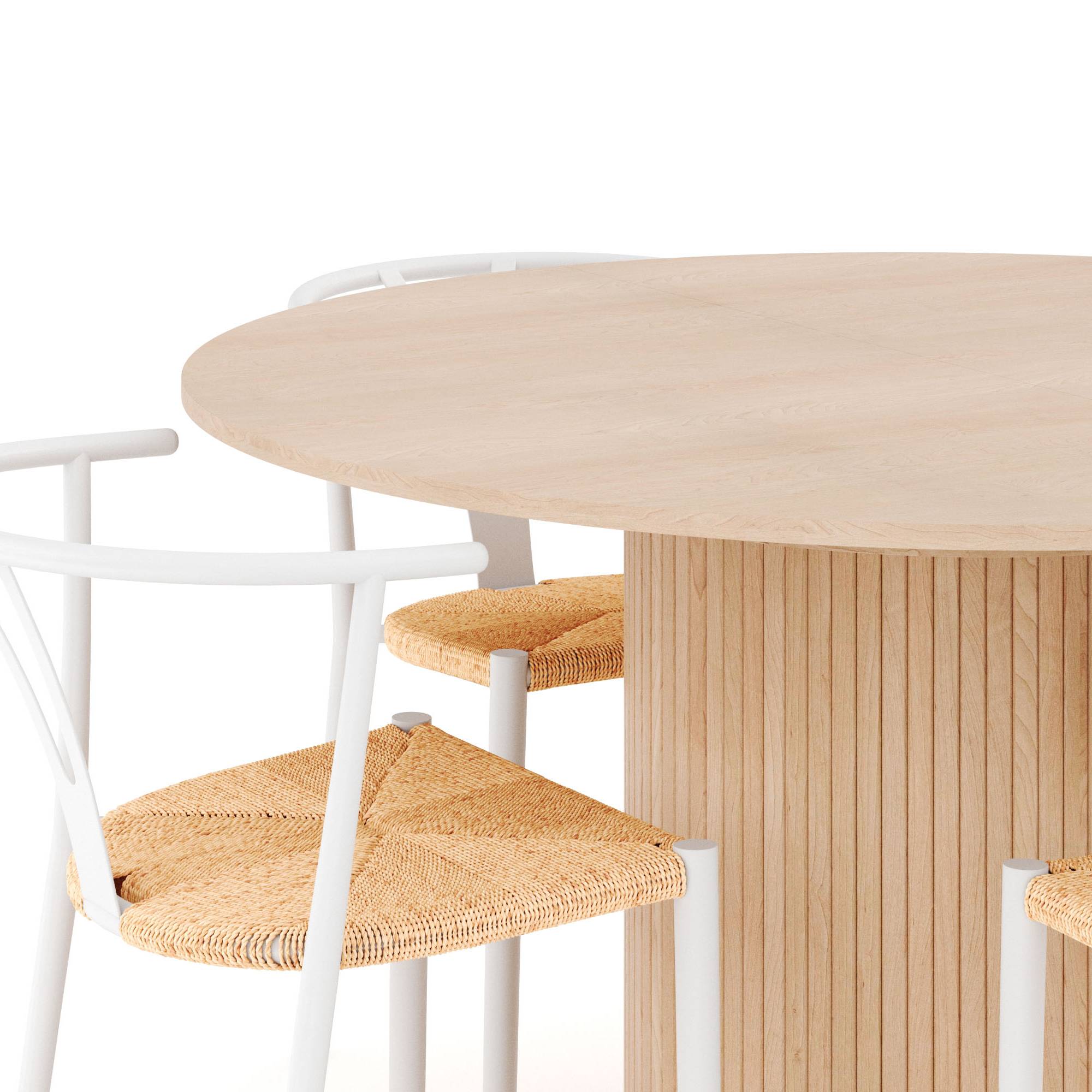 Matgrupp Bark Kopparbo Runt Matbord 130-180 cm Förlängningsbartt med 4Elysia Matstol